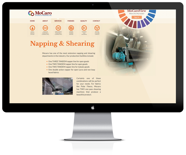 Website Design for MoCaro Dyeing and Finishing