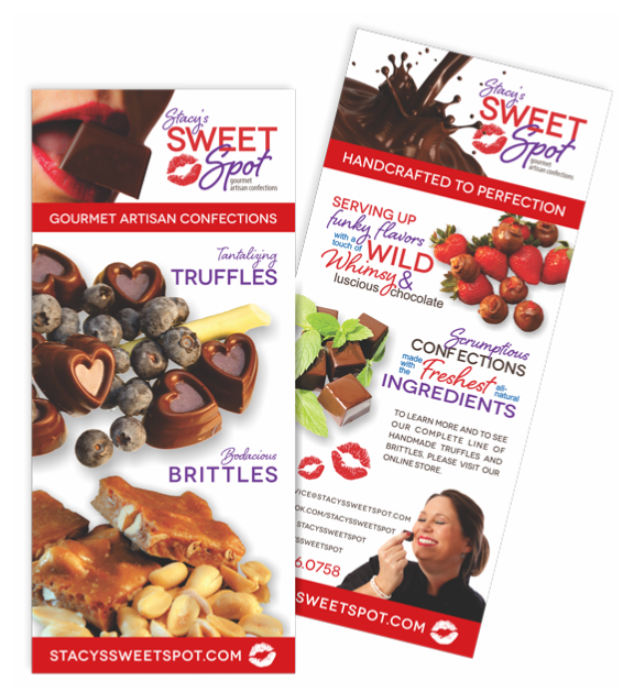 Graphic Design of Rack Cards for Stacy's Sweet Spot