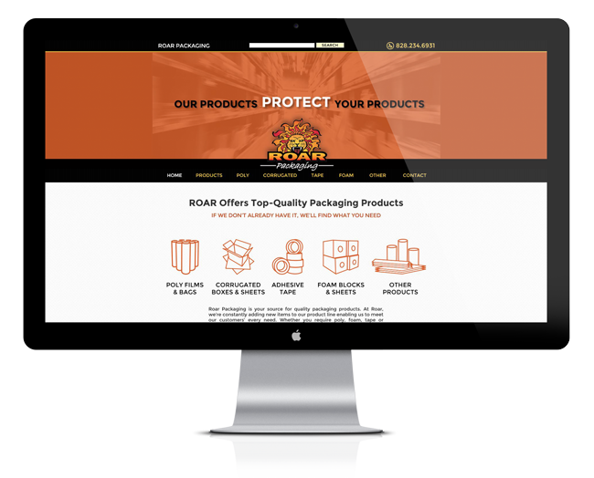 Web Design for Roar Packaging