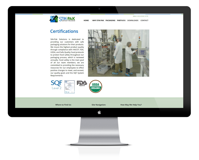 Web Design for Stik-Pak Solutions